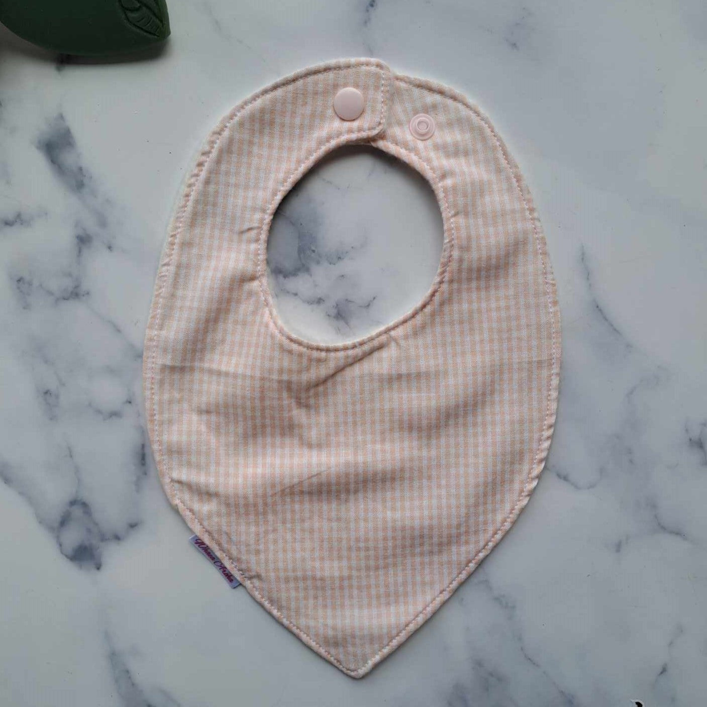 Peach Gingham - Teardrop Bib