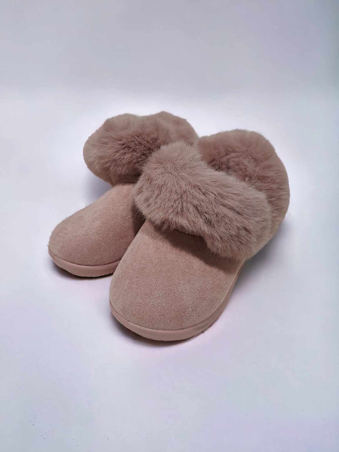 Pink Furry Kids Hard Sole Slipper