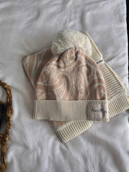 Knitted Pēpi Beanie - Beige