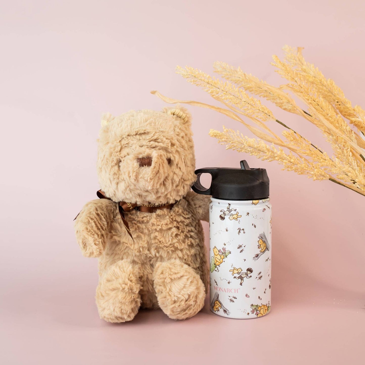 Insulated Bottle (350mL) - Classic Pooh: Bottle with Spout Lid + Straw