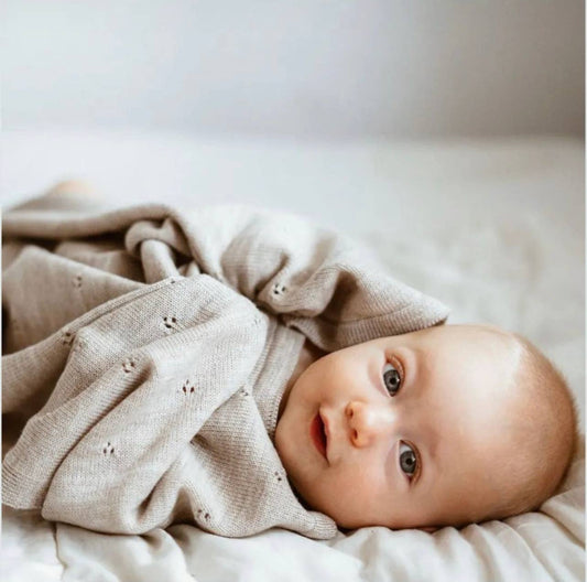 100% Merino wool baby blanket - Gray