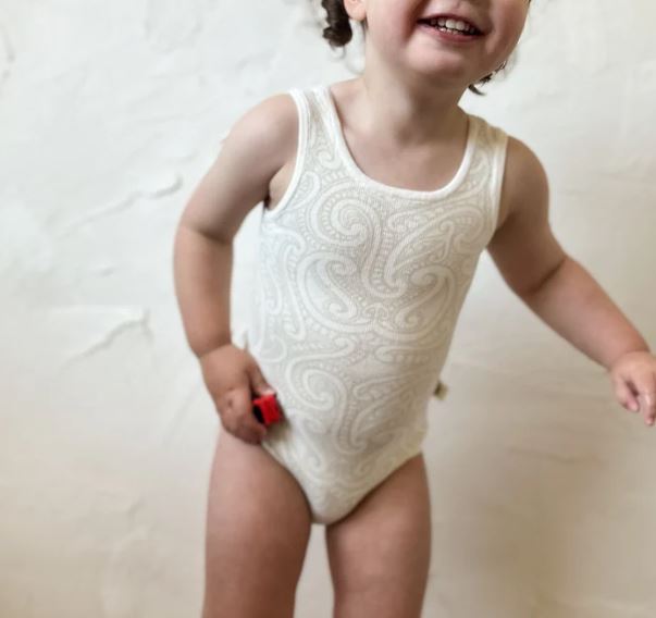 The Wolf Singlet Ribbed knit bodysuit - Oat
