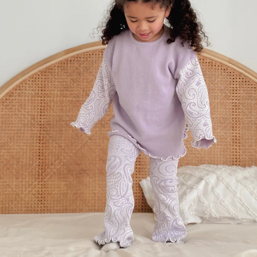 The Wolf Ribbed Knit Flares - Lila