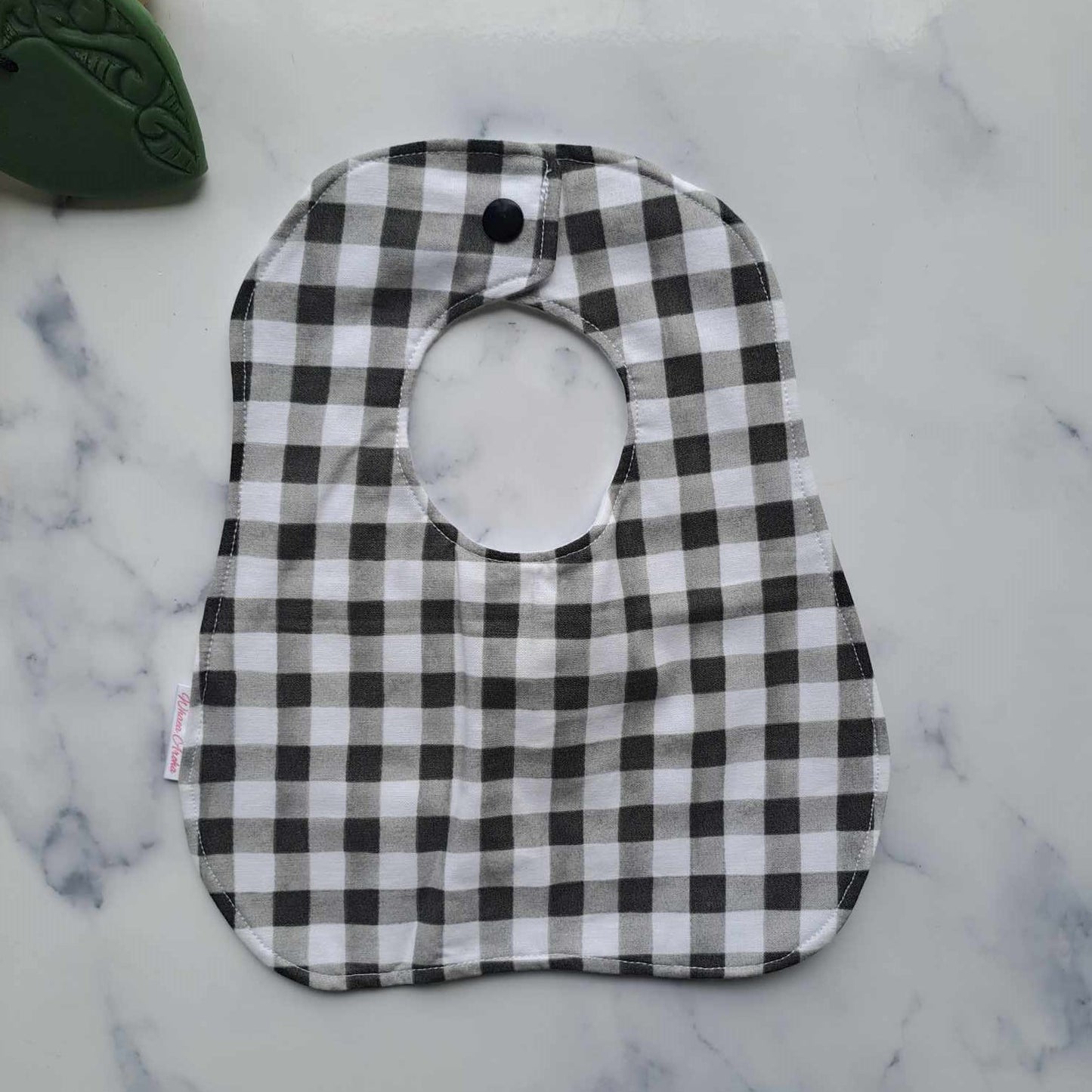 Black Gingham - Round Bib