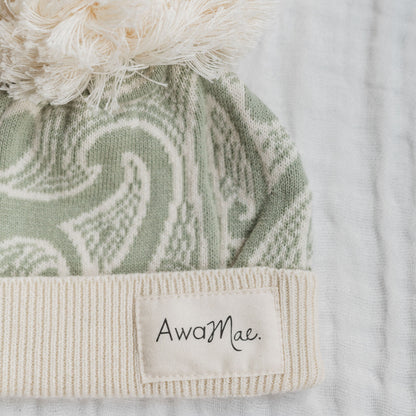 Knitted Pēpi Beanie - Sage Green