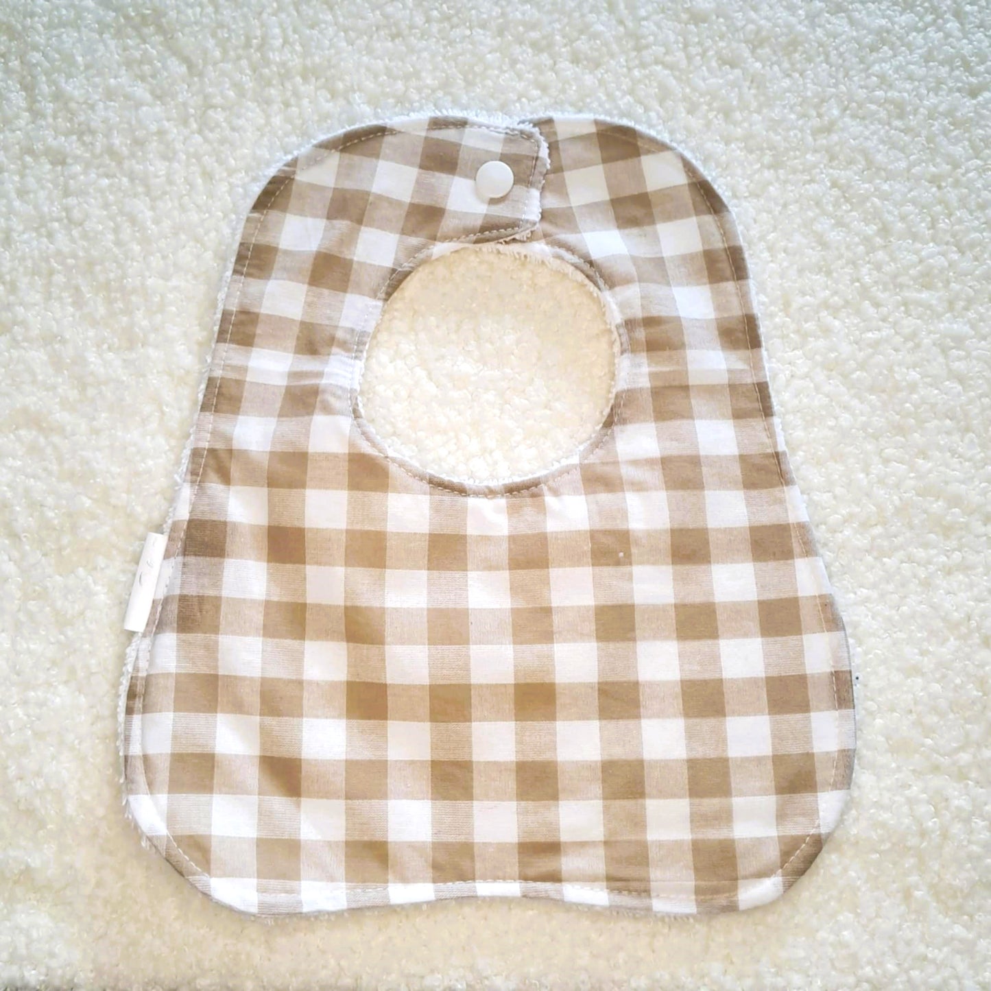 Beige Gingham - Round Bib