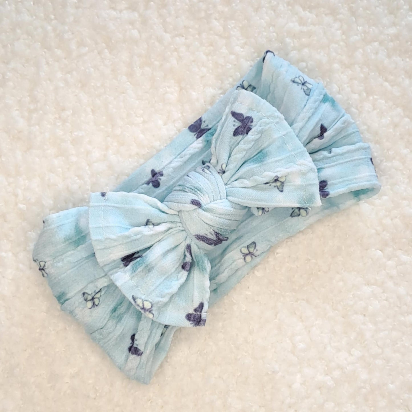 Stretch Bow Headband - Blue Butterfly
