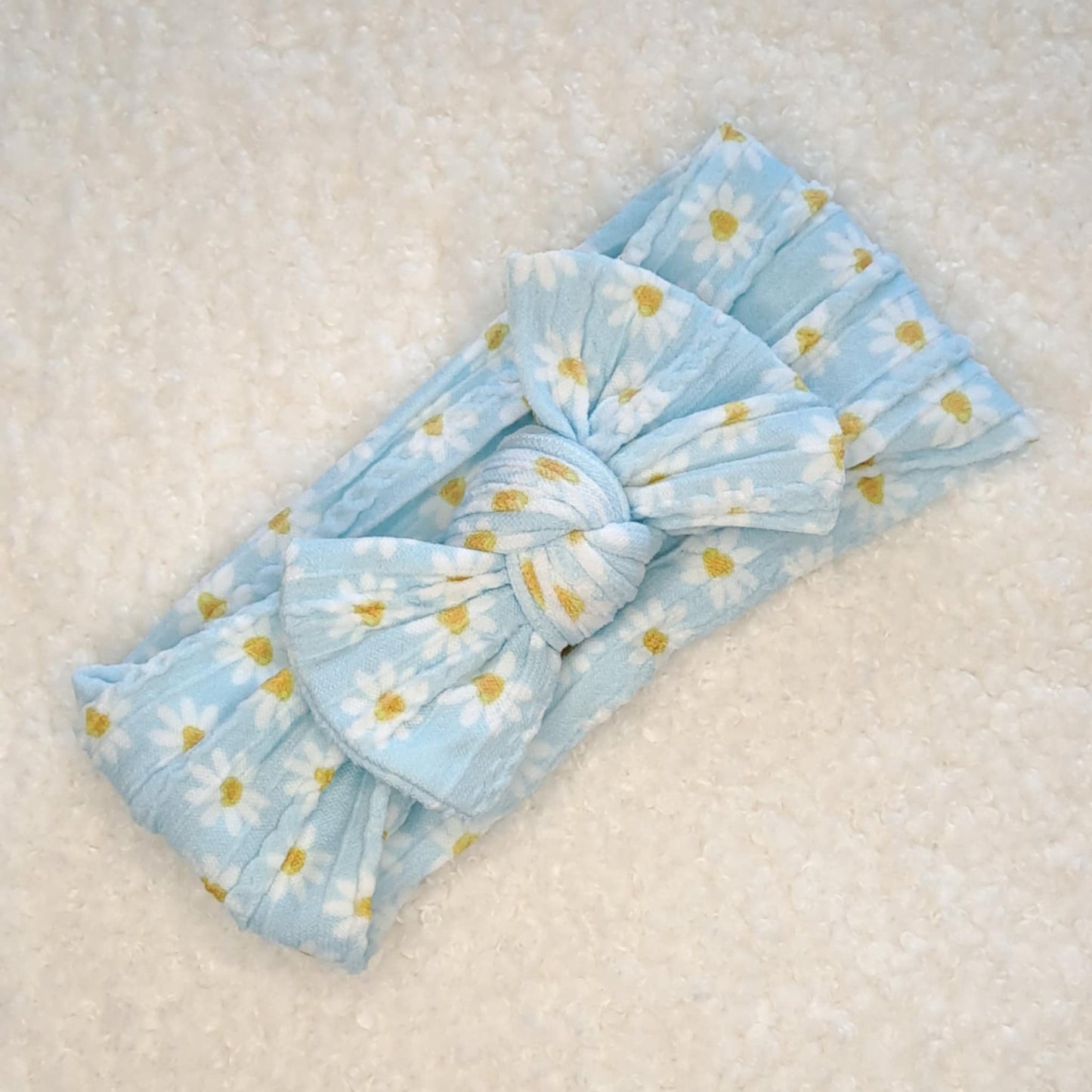Stretch Bow Headband - Blue Daisy