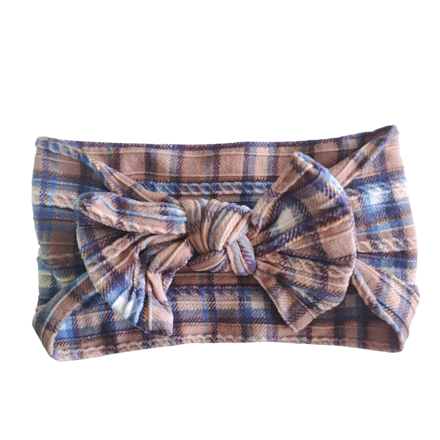 Stretch Bow Headband - Brown Plaid