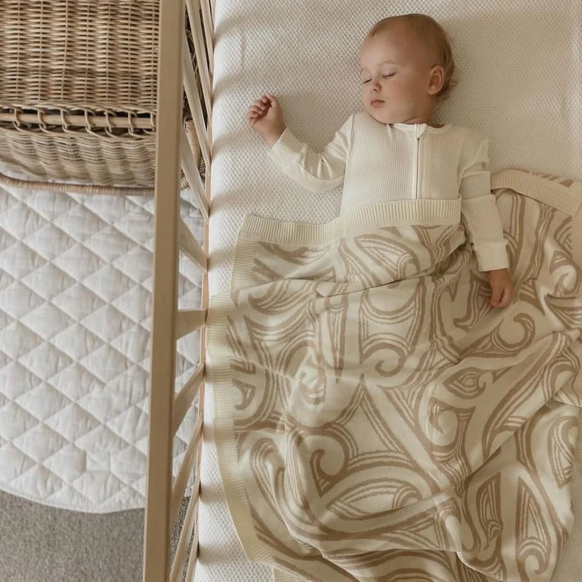 Knitted Pēpi Blanket- Beige