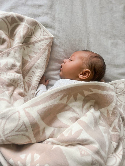 Cotton Knitted Blanket - Apricot/Beige