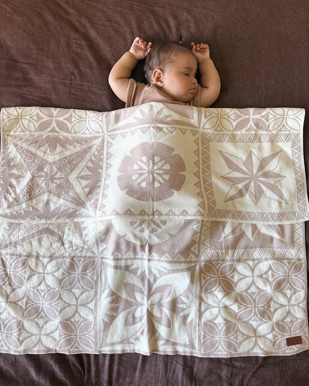 Cotton Knitted Blanket - Apricot/Beige