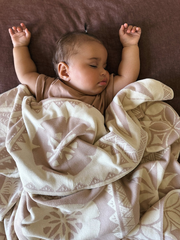 Cotton Knitted Blanket - Apricot/Beige