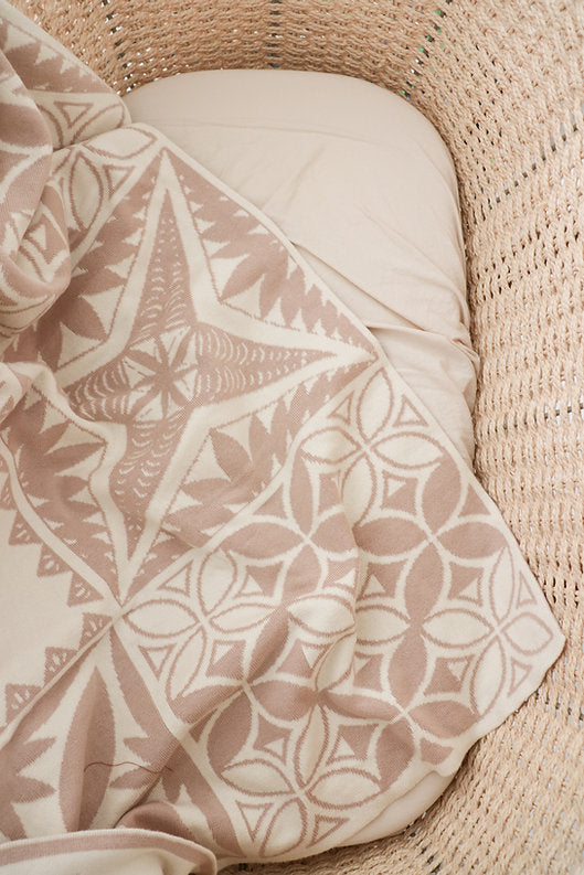 Cotton Knitted Blanket - Apricot/Beige