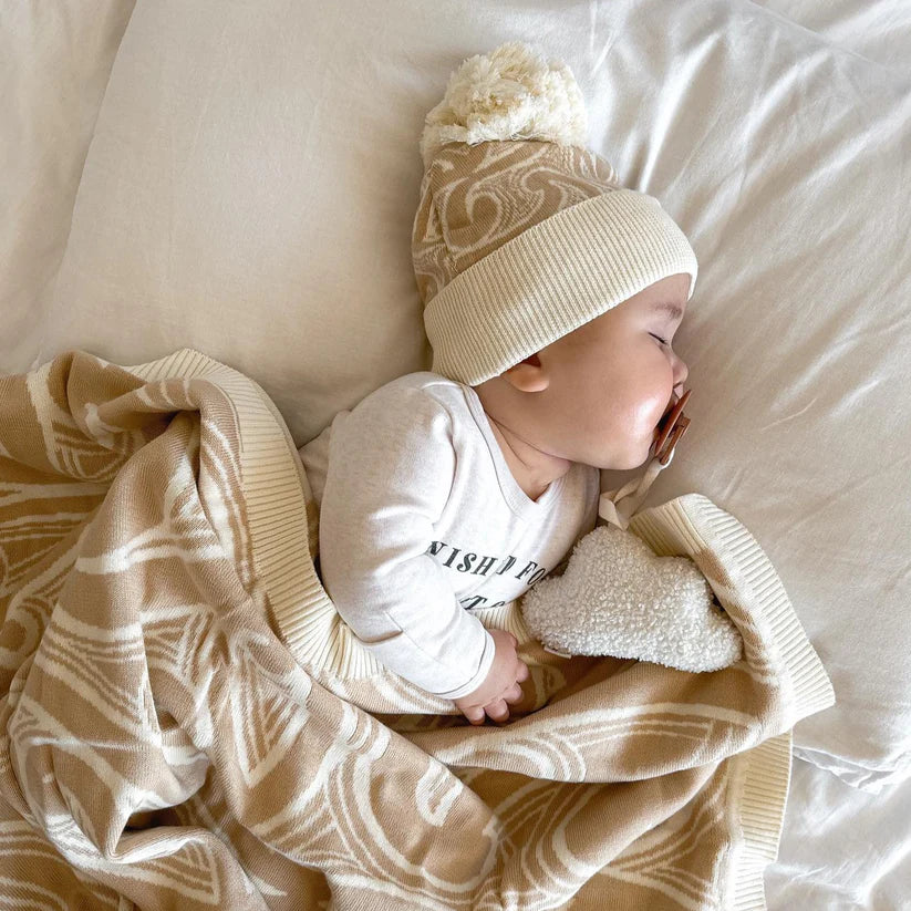 Knitted Pēpi Blanket- Beige