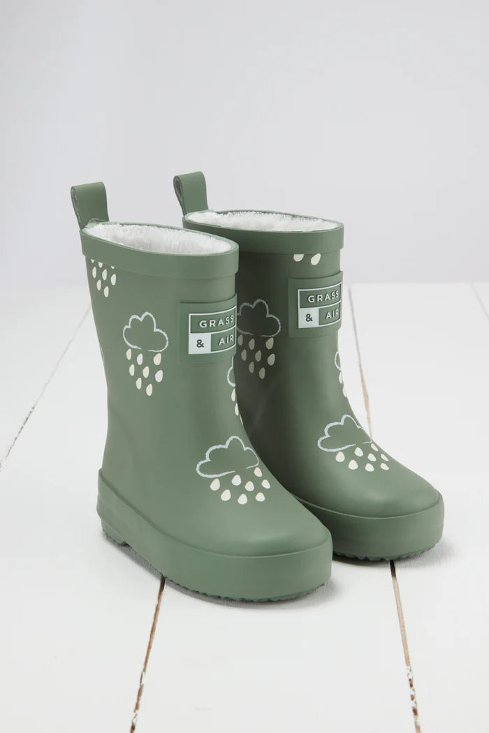 Khaki Green Colour-Changing Kids Gumboots