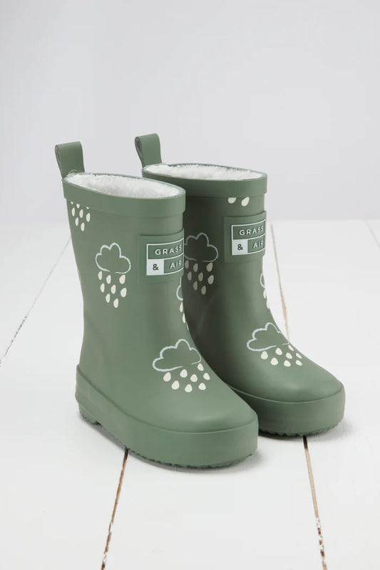 Khaki Green Colour-Changing Kids Gumboots
