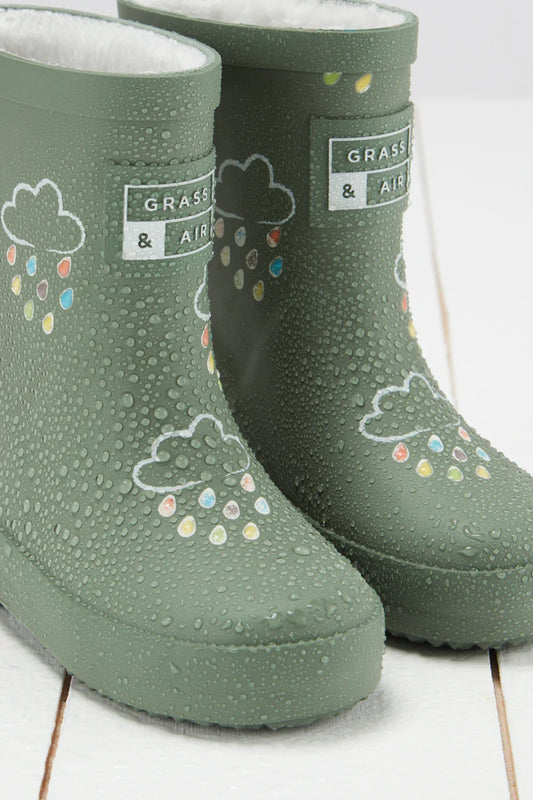 Khaki Green Colour-Changing Kids Gumboots