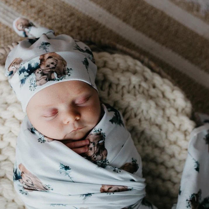 Grizzly Jersey Swaddle Wrap with Beanie