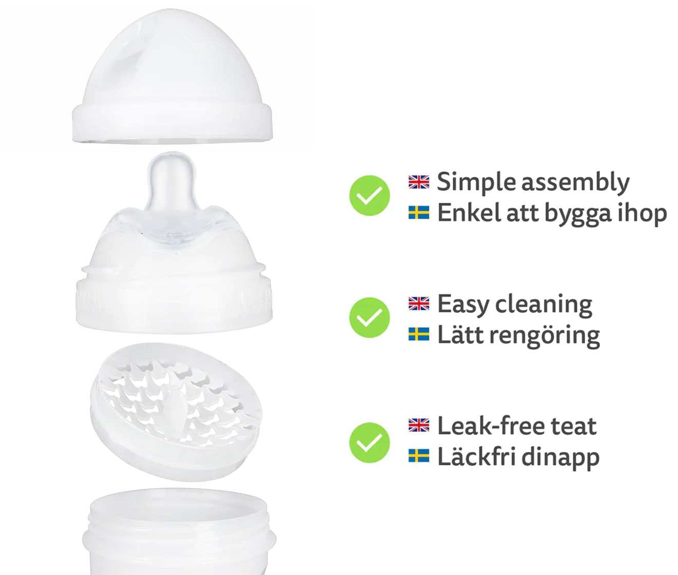 Double Anti-Colic Baby Bottle 140 ml - White