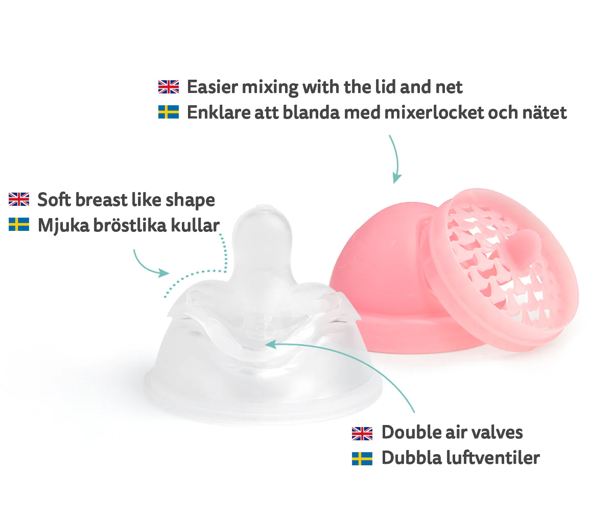 Double Anti-Colic Baby Bottle 140 ml - Pink