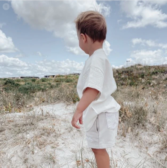 The Wolf Oversized Knit Tee - Oat Milk