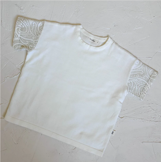 The Wolf Oversized Knit Tee - Oat Milk