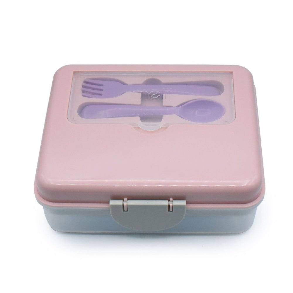 Melii 2 Tier Bento Box - Pink & Grey