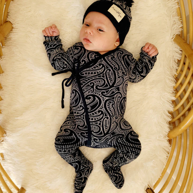 The Wolf Ribbed knit Onesie - Midnight