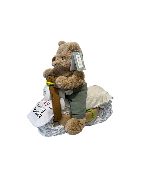 Mr Honey Bear Motorbike Nappy Cake