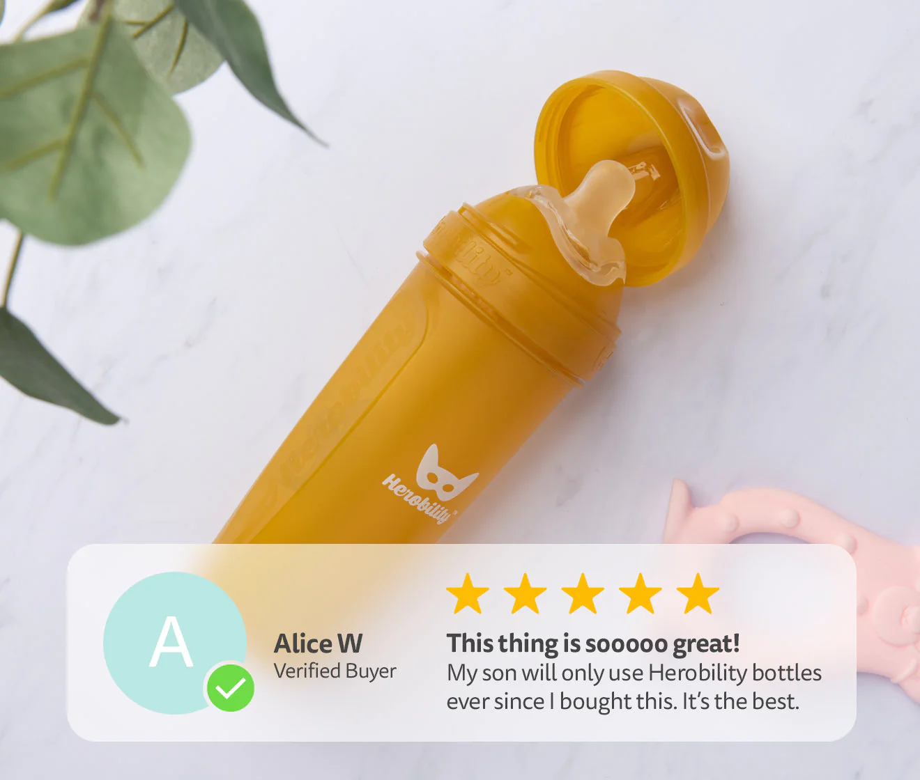 Double Anti-Colic Baby Bottle 340 ml - Mustard