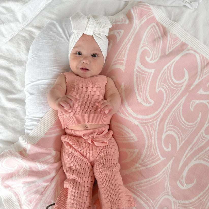 Knitted Pēpi Blanket- Pink