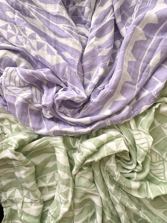 Tautua Layered Muslin Blanket (Samoa) - Lilac