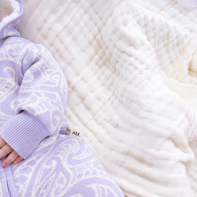 The Wolf Sherpa Hooded Romper - Lavender