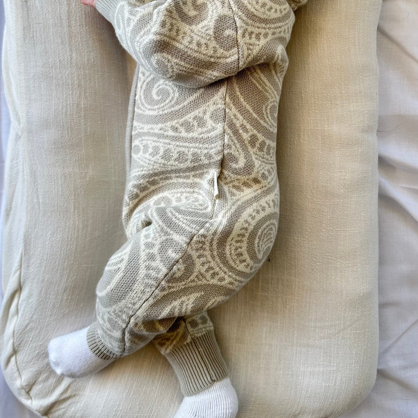 The Wolf Sherpa Hooded Romper - Pebble