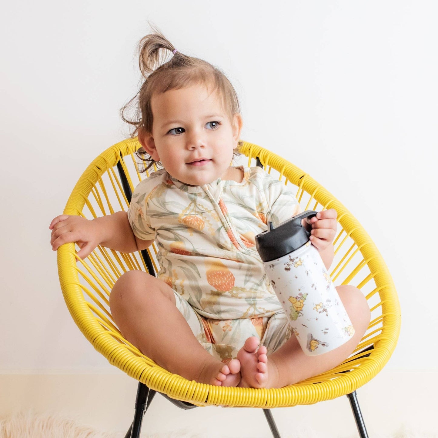 Insulated Bottle (350mL) - Classic Pooh: Bottle with Spout Lid + Straw