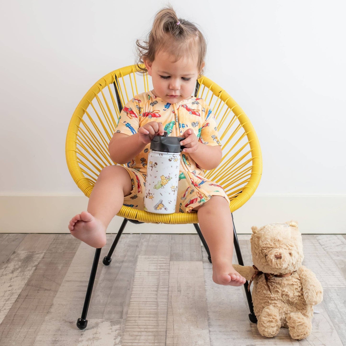 Insulated Bottle (350mL) - Classic Pooh: Bottle with Spout Lid + Straw