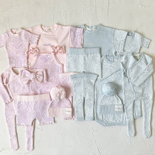 The Wolf Short Sleeve Ribbed knit bodysuit - Sky