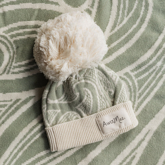 Knitted Pēpi Beanie - Sage Green