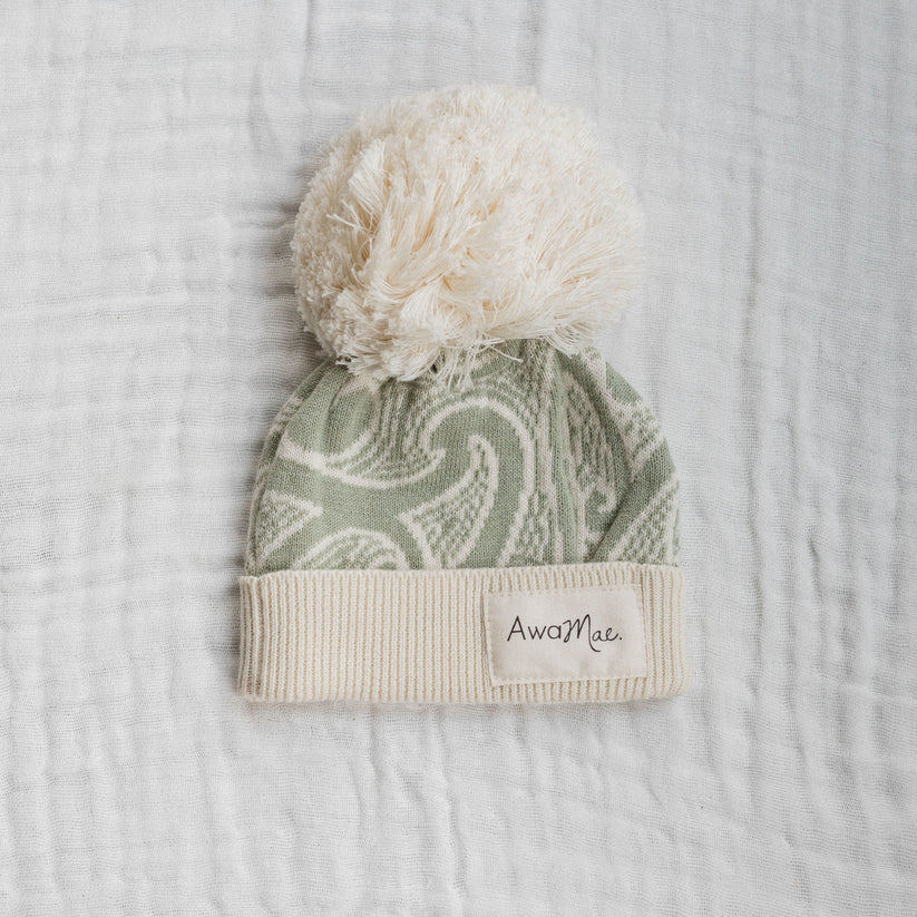 Knitted Pēpi Beanie - Sage Green