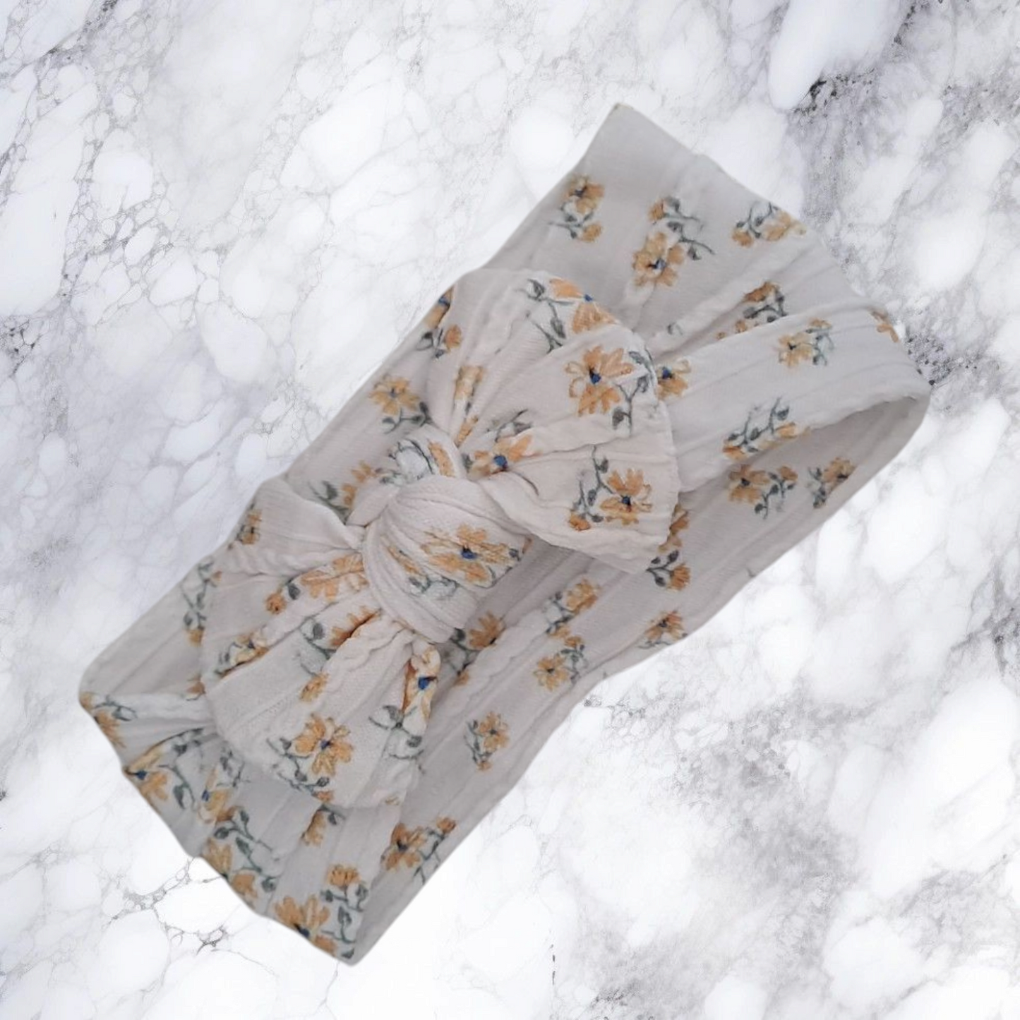 Stretch Bow Headband - White Floral