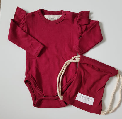 Long Sleeve Ruffle Bodysuit - Wild Berry