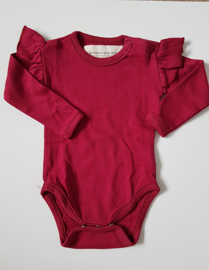 Long Sleeve Ruffle Bodysuit - Wild Berry