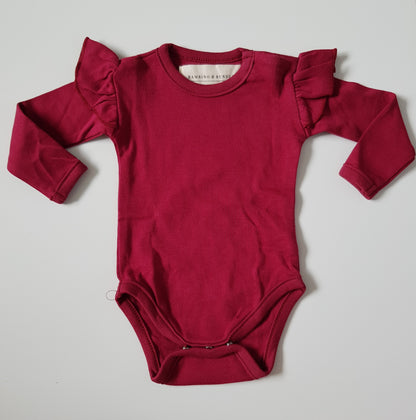 Long Sleeve Ruffle Bodysuit - Wild Berry