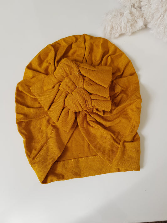 Triple Bow Turban - Mustard