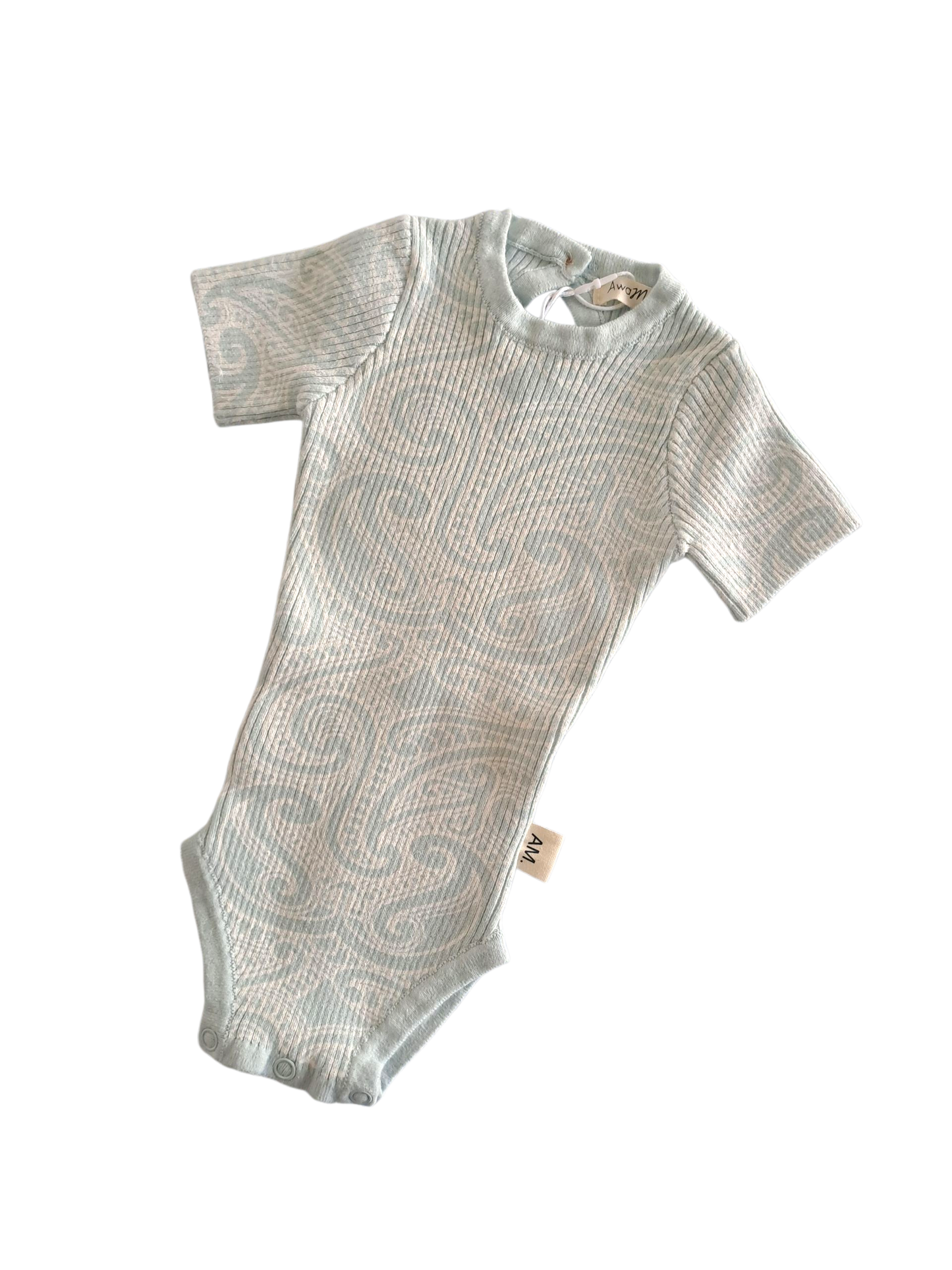 The Wolf Short Sleeve Ribbed knit bodysuit - Sky