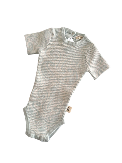 The Wolf Short Sleeve Ribbed knit bodysuit - Sky