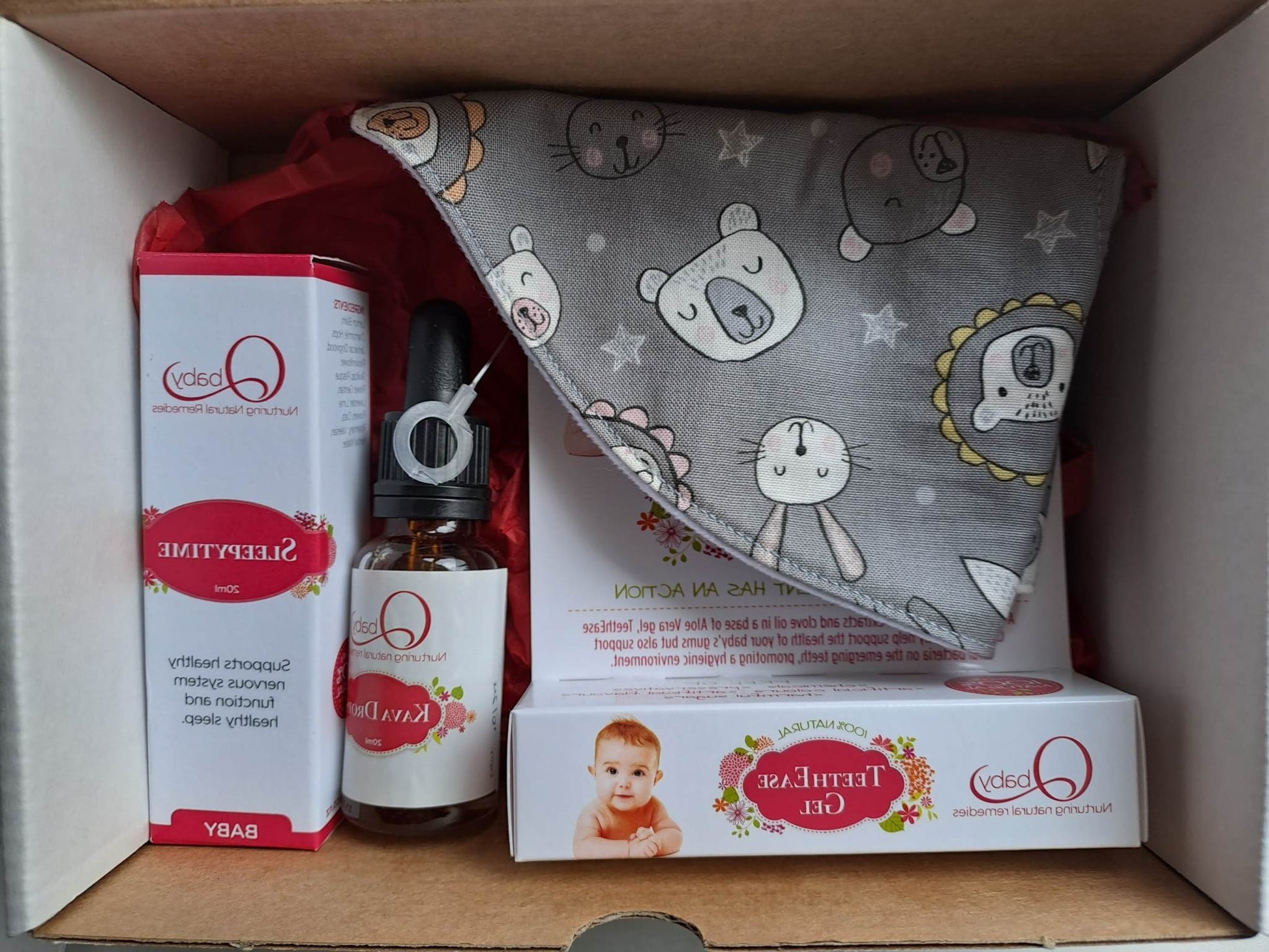 Inside Teething gift box