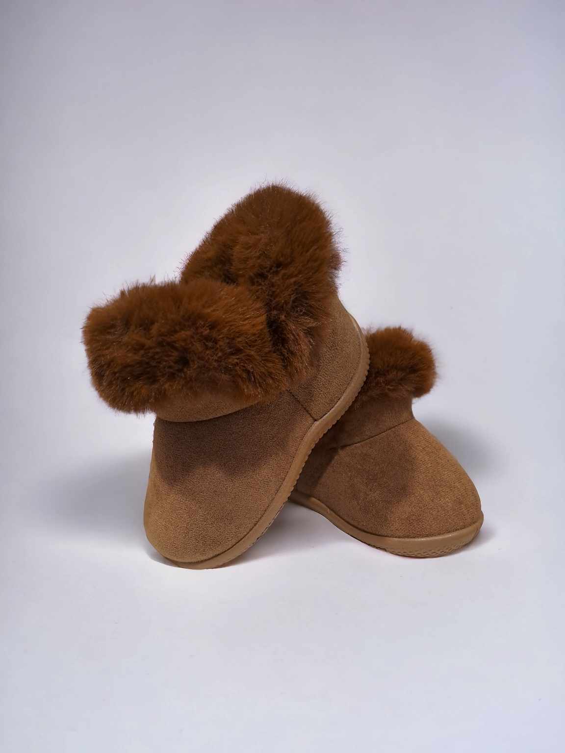 Caramel Furry Kids Hard Sole Slipper