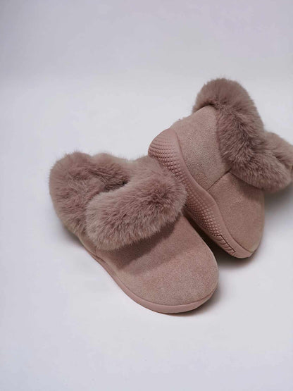 Pink Furry Kids Hard Sole Slipper
